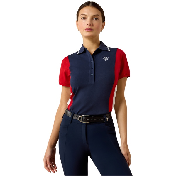 2026 Ariat Dames Taryn Polo Shirt 10071769 - Navyt & Rood